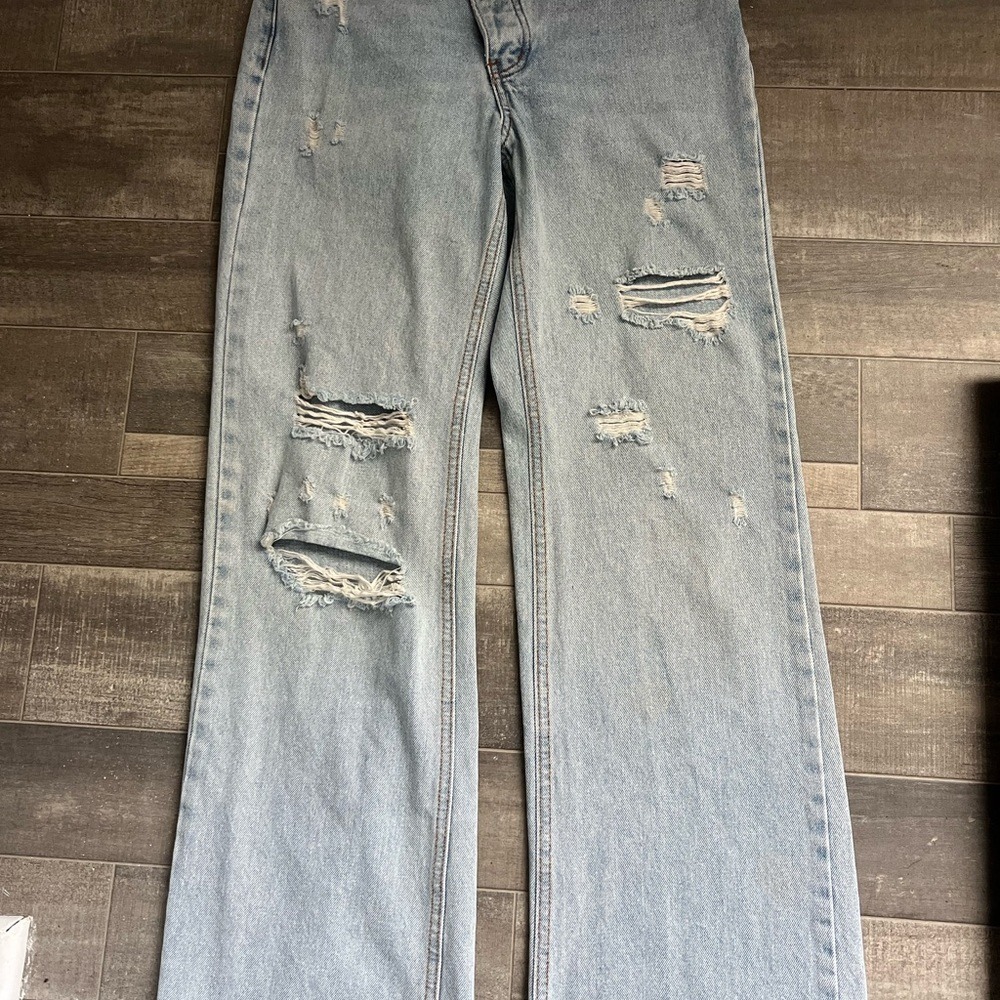 Signature 8 Sz Small Distressed Straight High Rise Women's Jeans